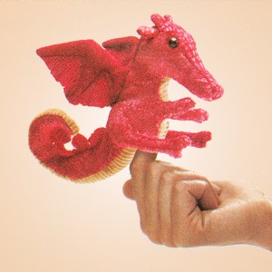 Folkmanis Stuffed Plush Mini Winged Red Dragon Finger Puppet